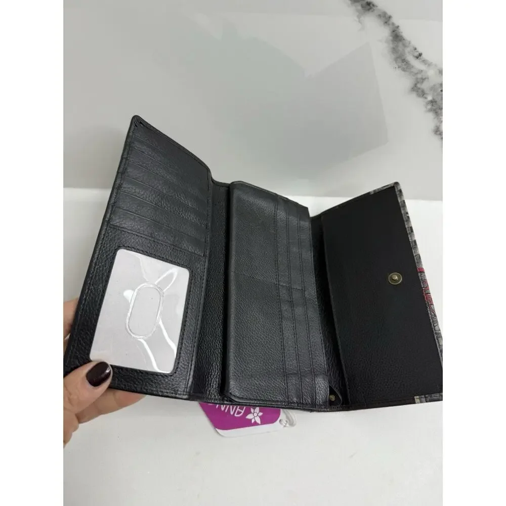 ANNA by ANUSCHKA Leather Hand Painted Signed Wallet “Paris At Night “ Art